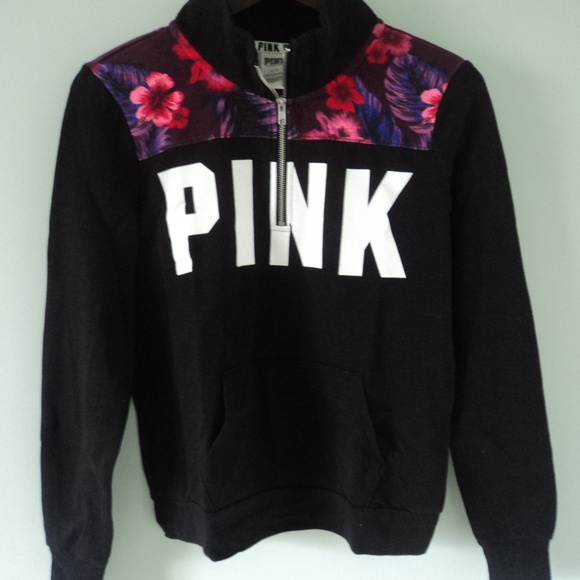 Victoria's Secret PINK Half-Zip Tropical Print Pullover - Picture 1 of 4